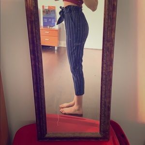 Blue striped paperback waist pants